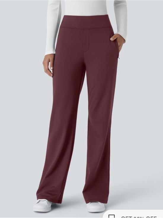 HALARA Pants - HALARA Wide-Leg Red Mahogany Pull-On Pants M/ Reg
